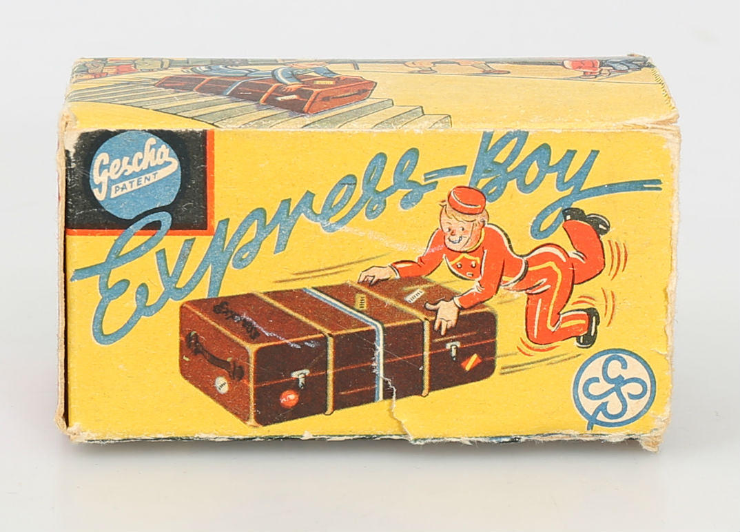 MEKANISK LEKSAK, plåt, "Express Boy", Gescha, Tyskland.