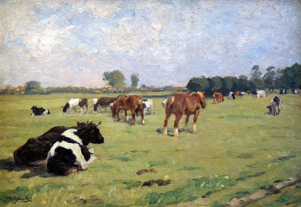 ALBERT BAUR. ALBERT BAUR, KOR OCH HÄSTAR PÅ BETESMARKEN.