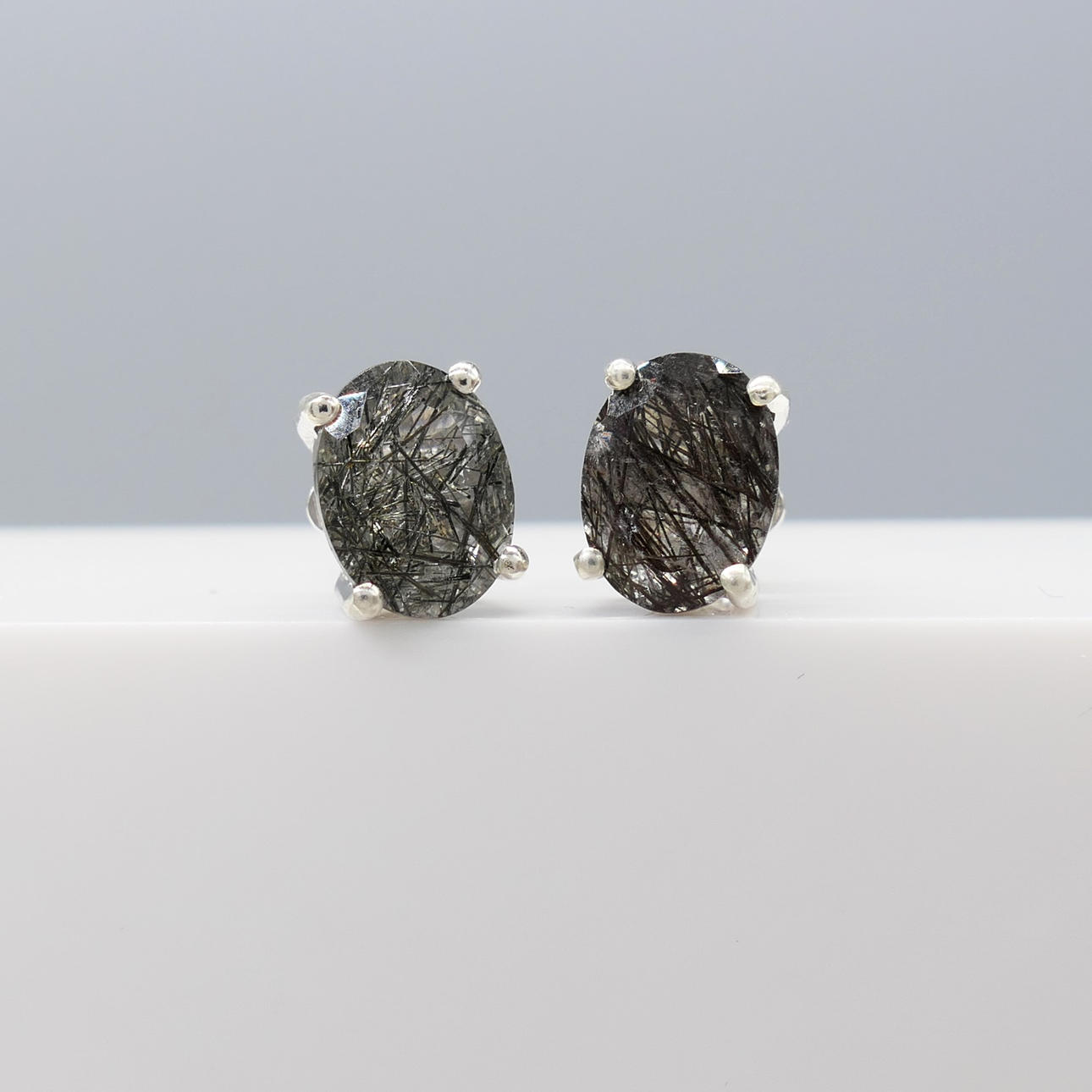NATURAL RUTILE QUARTZ studs.