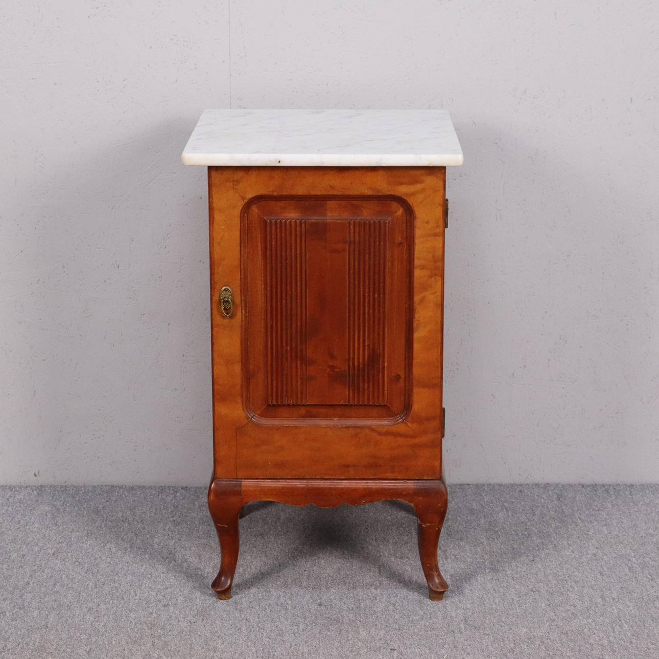 POT CABINET, wood with marble top.