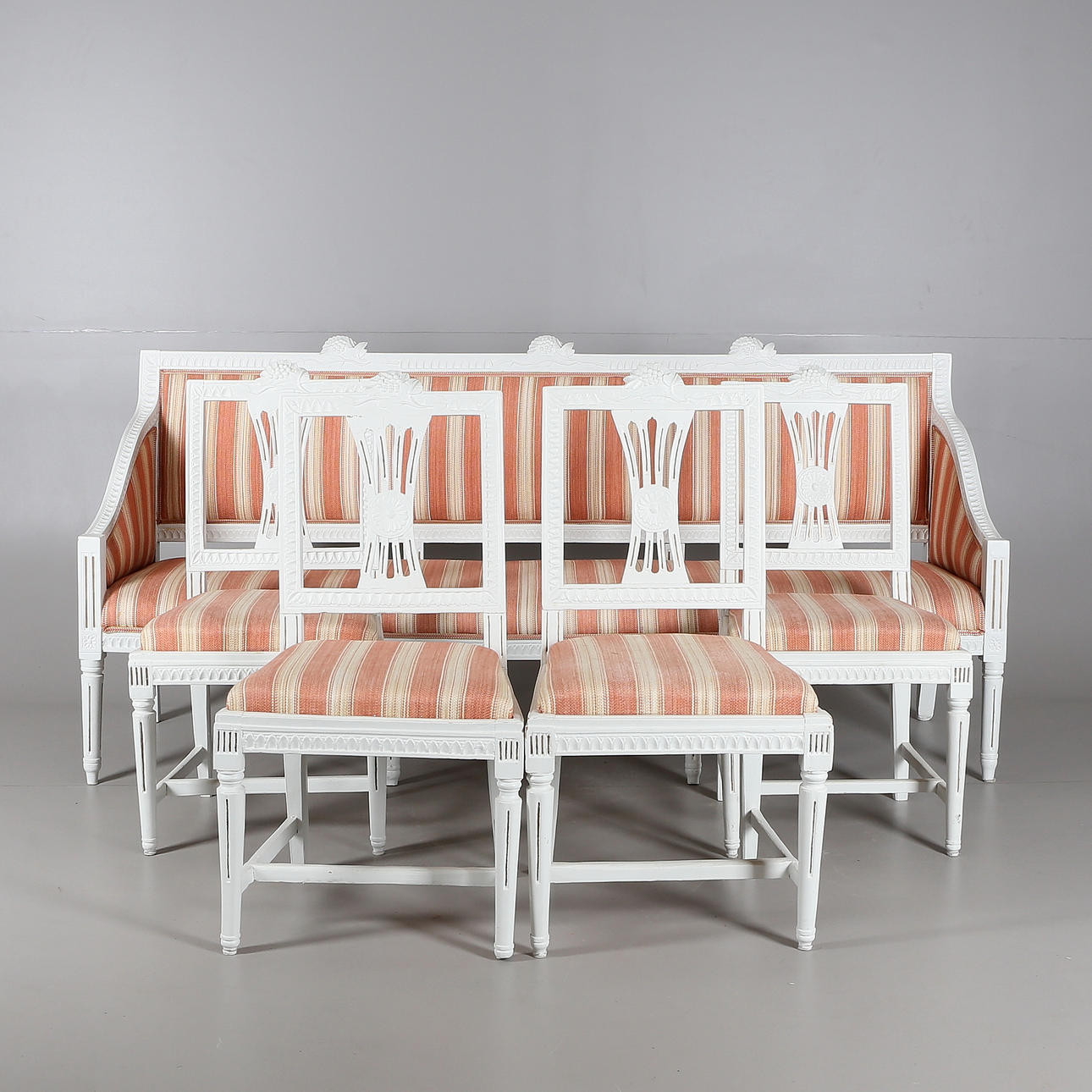 SOFFGRUPP, 5 delar, gustaviansk, Lindome, omkring år 1800.