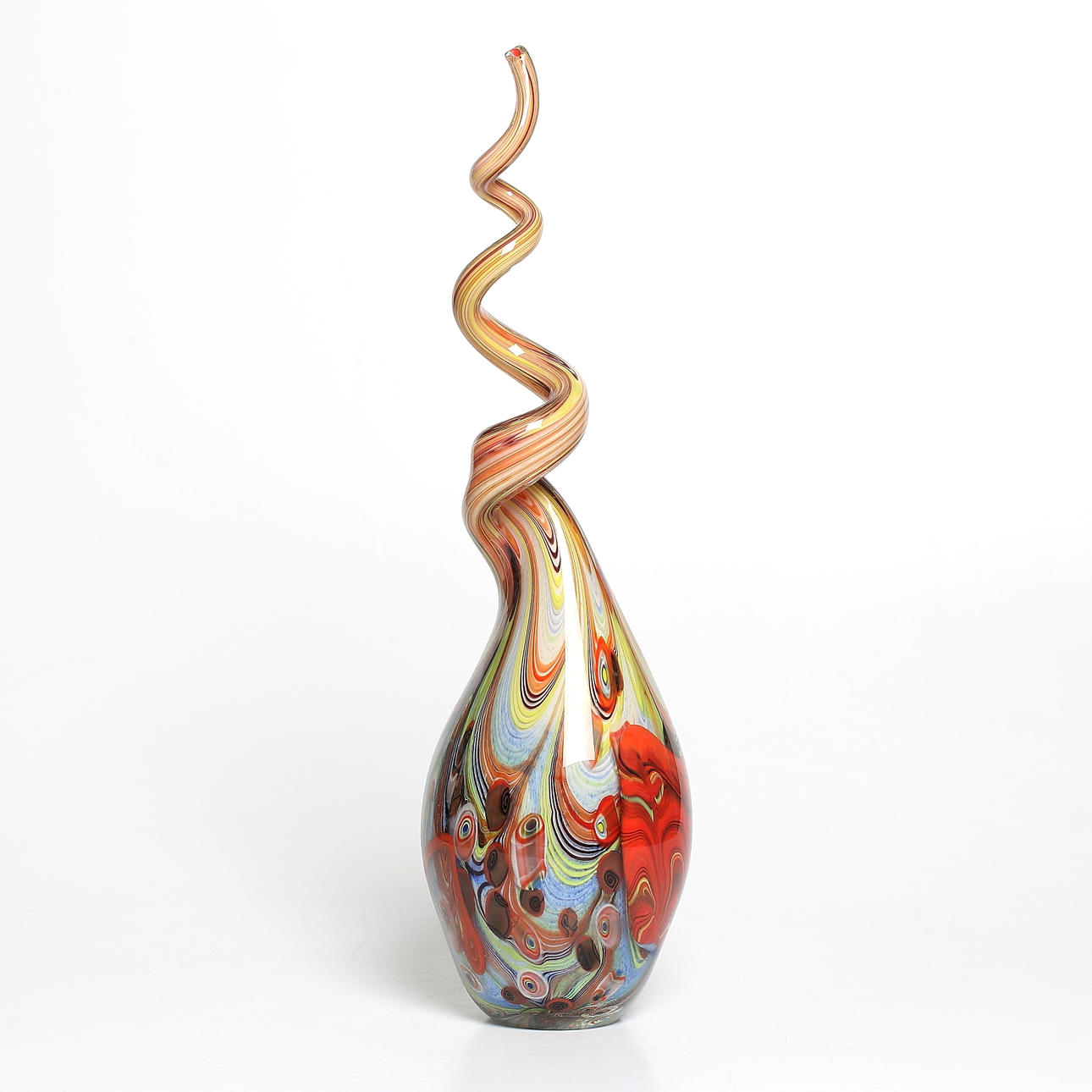 SKULPTUR / GOLVVAS, glas, "Swirl", Murano, 1900-talets sista kvartal.