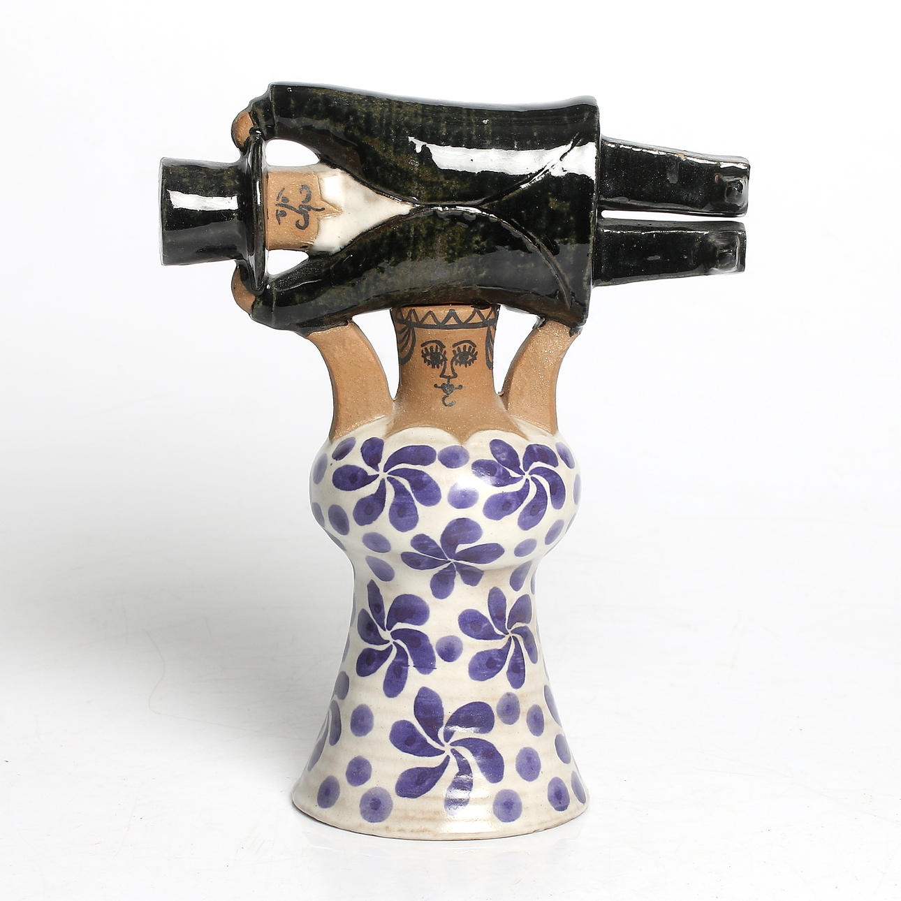 LISA LARSSON. Figurin, stengods, "Samhällsdebatten", signerad, Gustavsberg, 1900-tal.