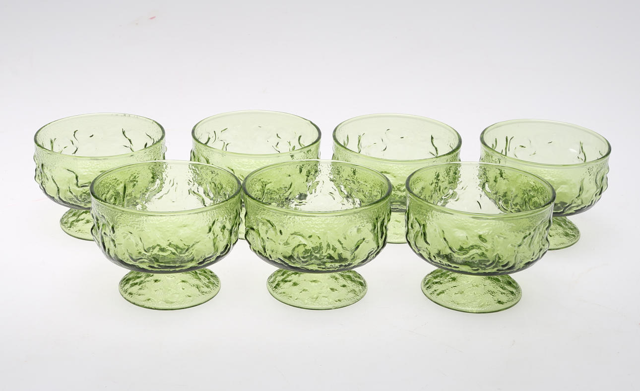 DESSERTSKÅLAR, 7 st, glas, 1900-tal.