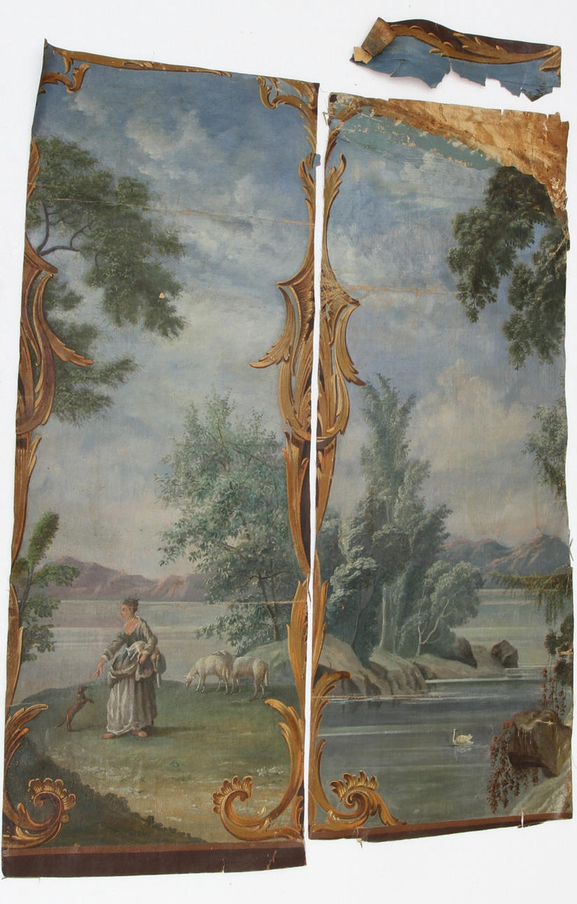 DEKORFÄLT, 2st, olja på duk.