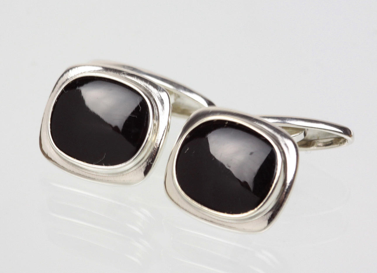 Manschettknappar Art Deco Onyx Silver 835.