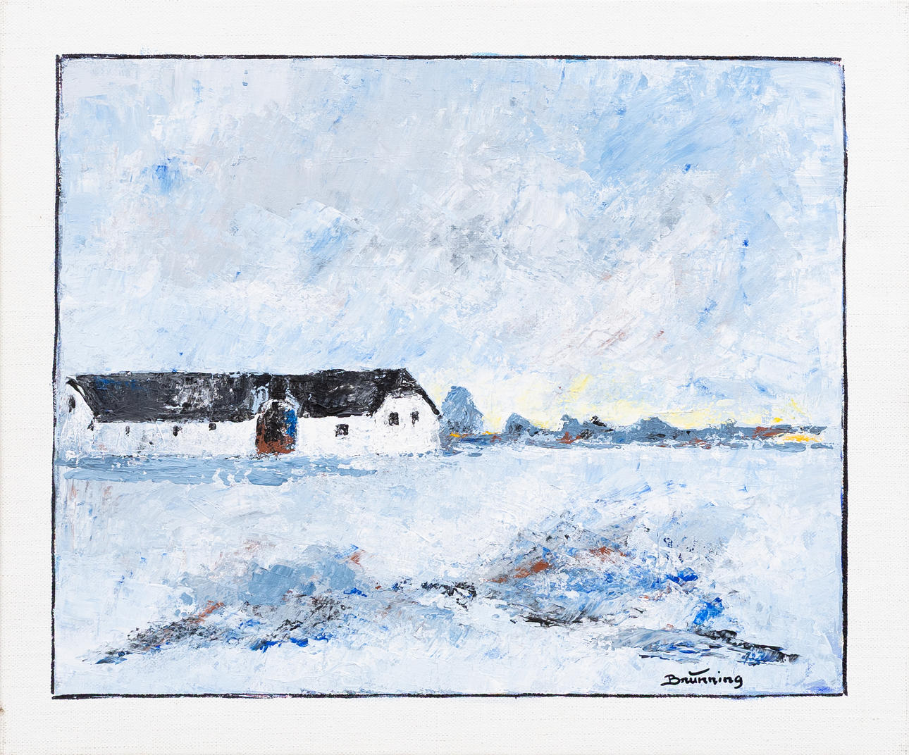 LEIF BRÜNNING. Winter landscape, oil on canvas, signed.