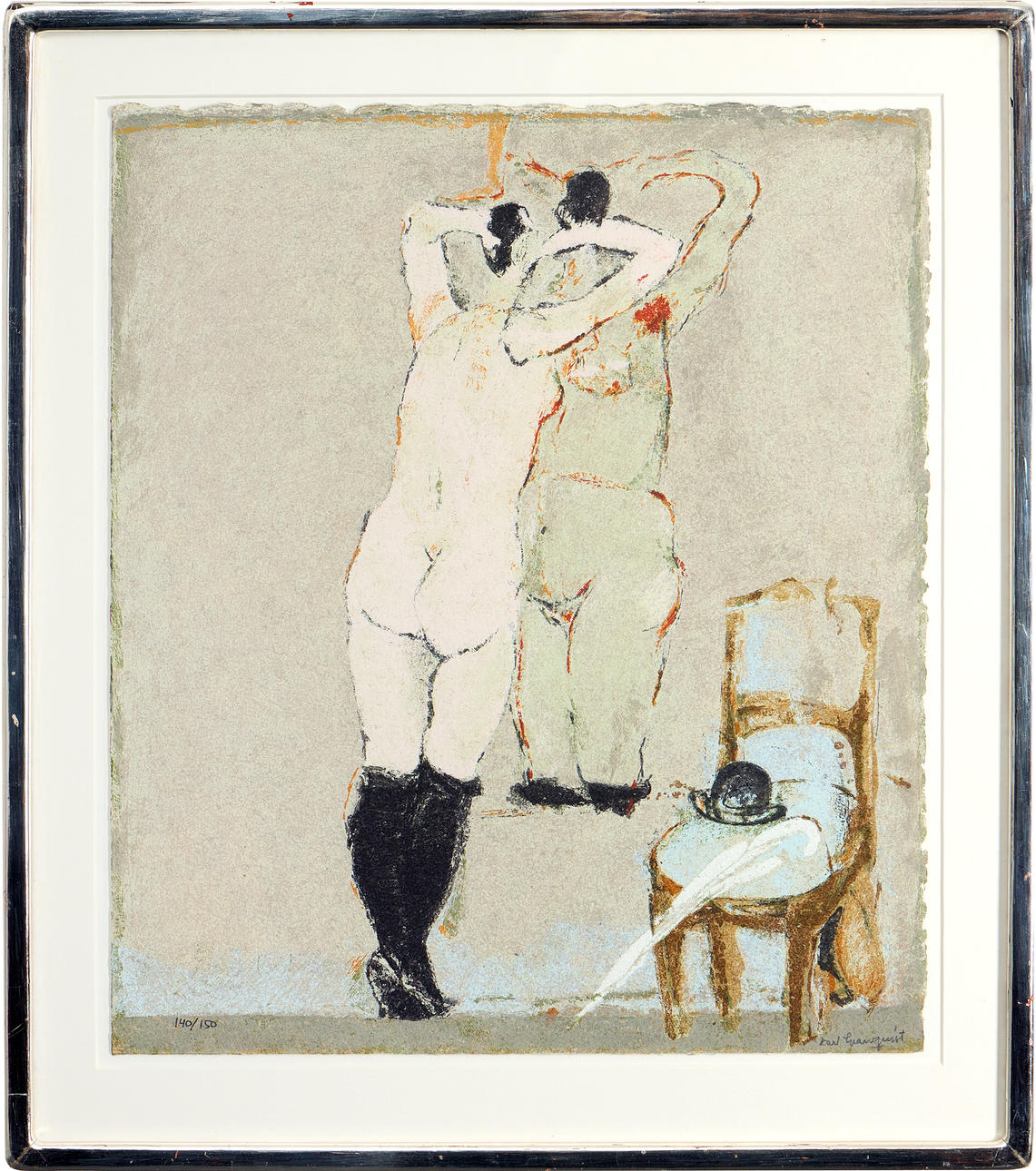 KARL  GRANQUIST. Lithography. Lady in the mirror.