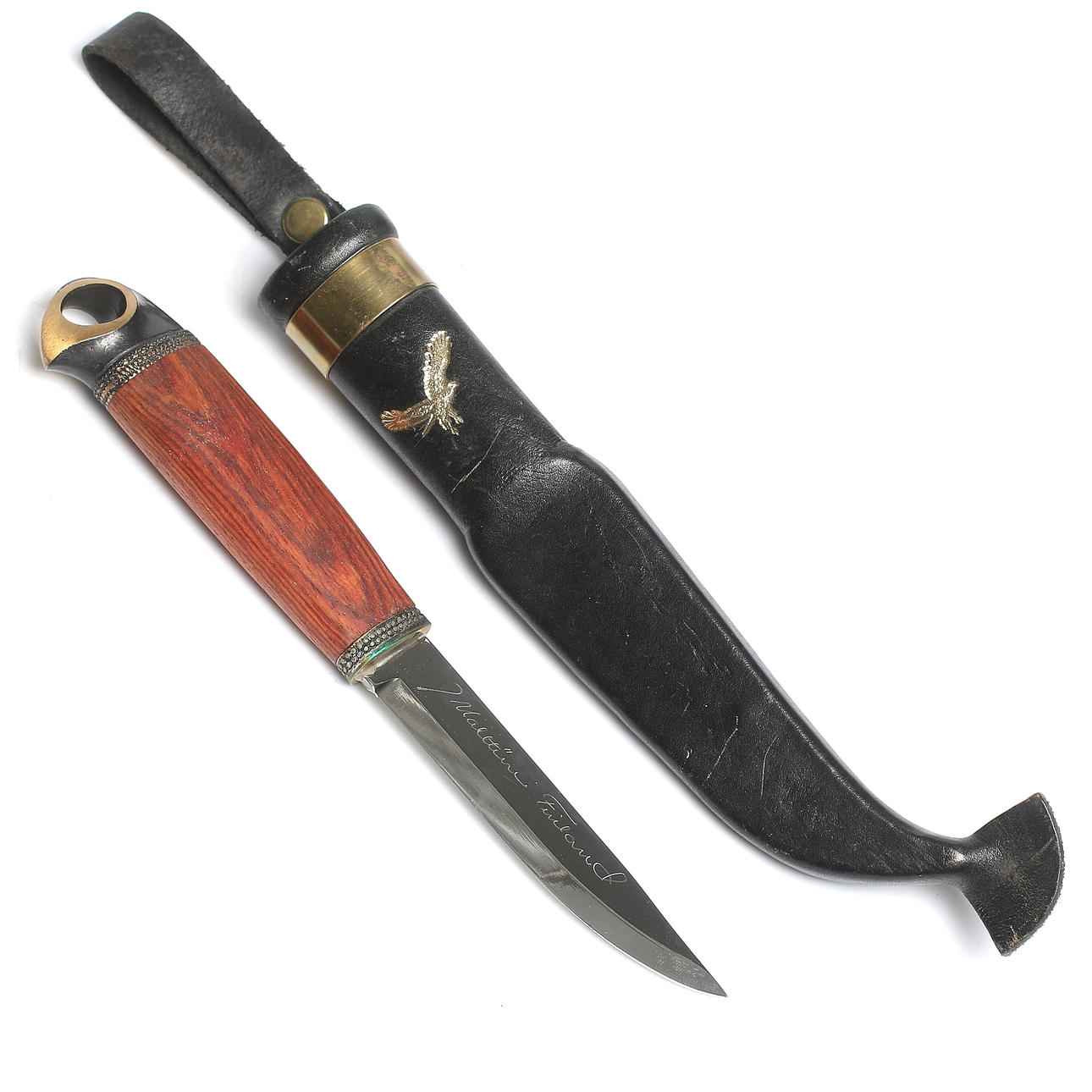 KNIV, trä och stål, Marttiini, signerad, Rovaniemi, Finland.