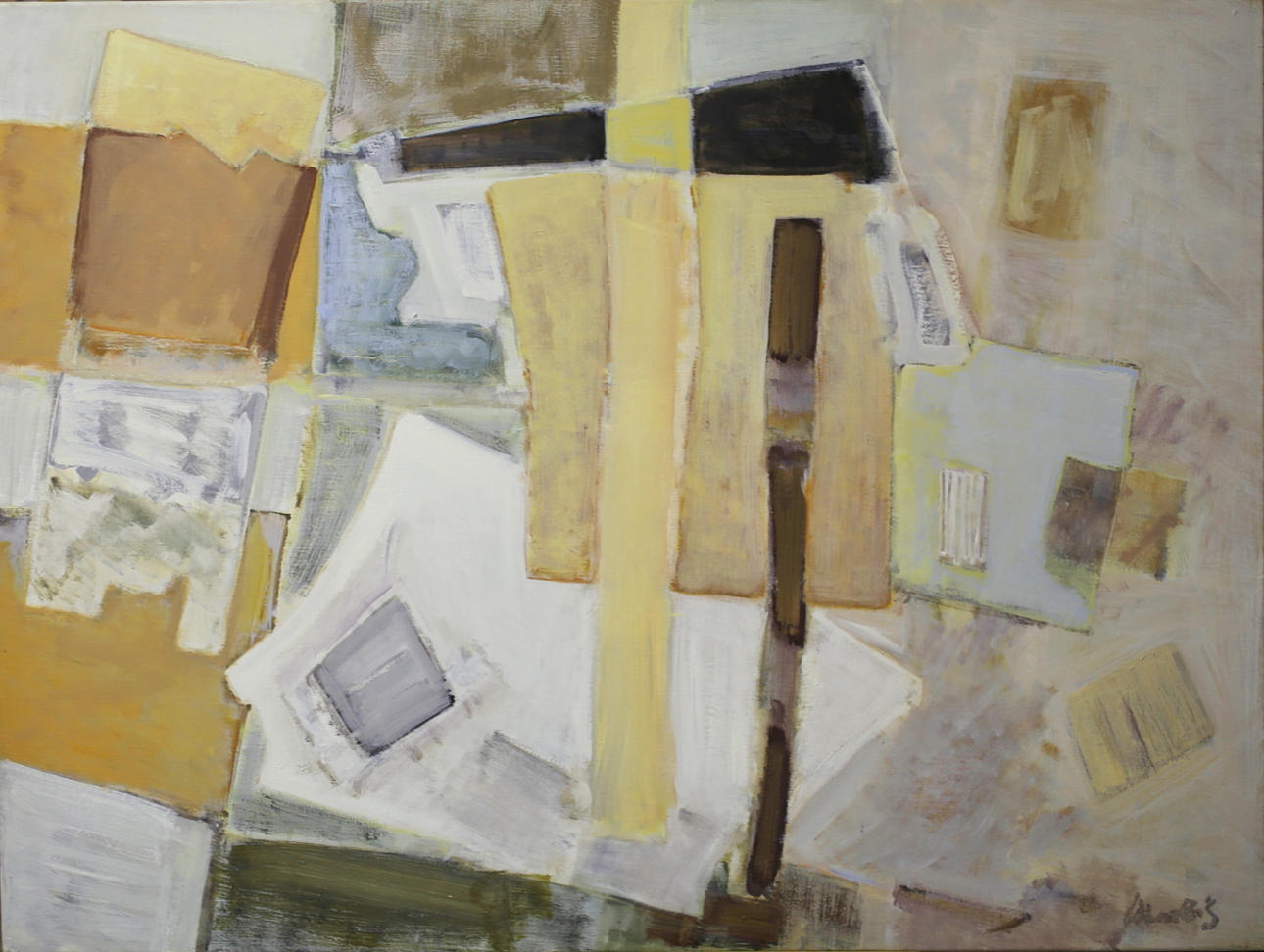 BRUNO MERBITZ, PROF. (1918 BERLIN 1997). Abstrakt komposition, ett av konstnärens sällsynta landskapsformat.