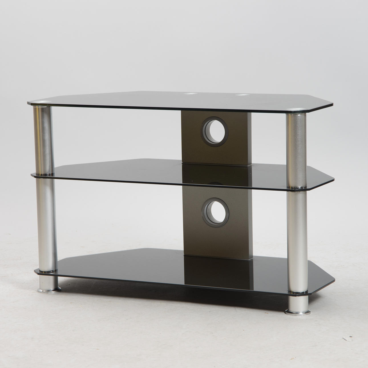 TV-BÄNK, glas/metall, 2000-tal.