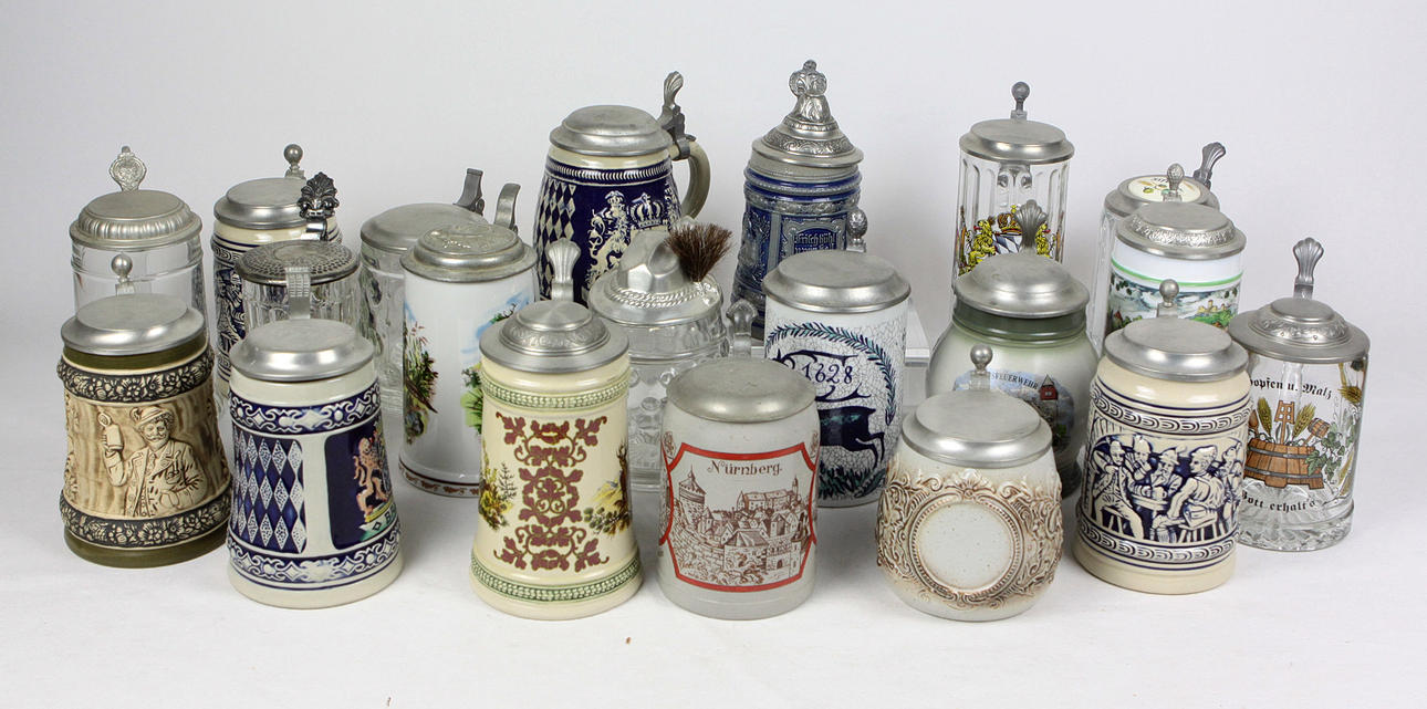 20 ÖL MUGGAR, några WMF runt 1900.