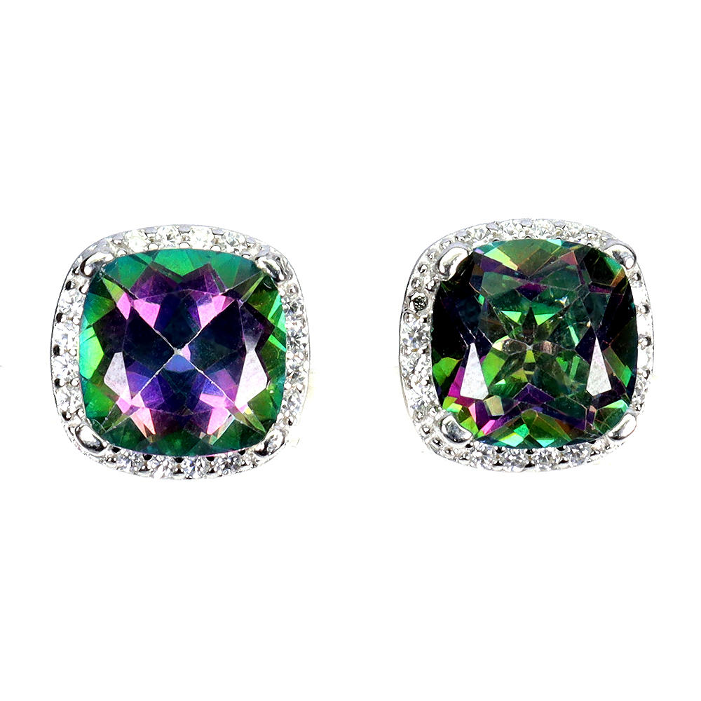 925 SILVER MYSTIC TOPAZ EARRINGS.