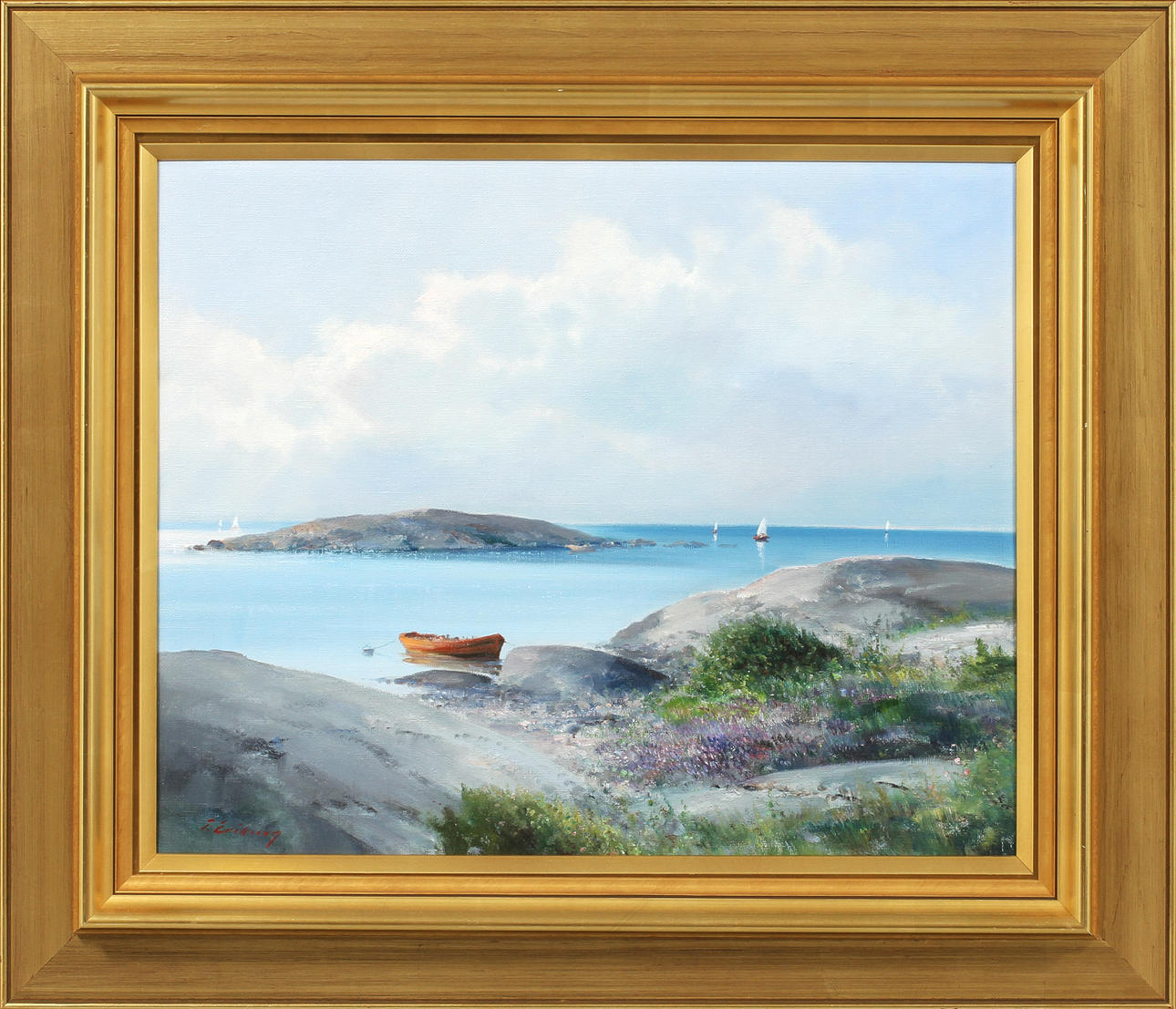 TAGE ERIKSSON. Eka vid klippor. Olja på duk, signerad.