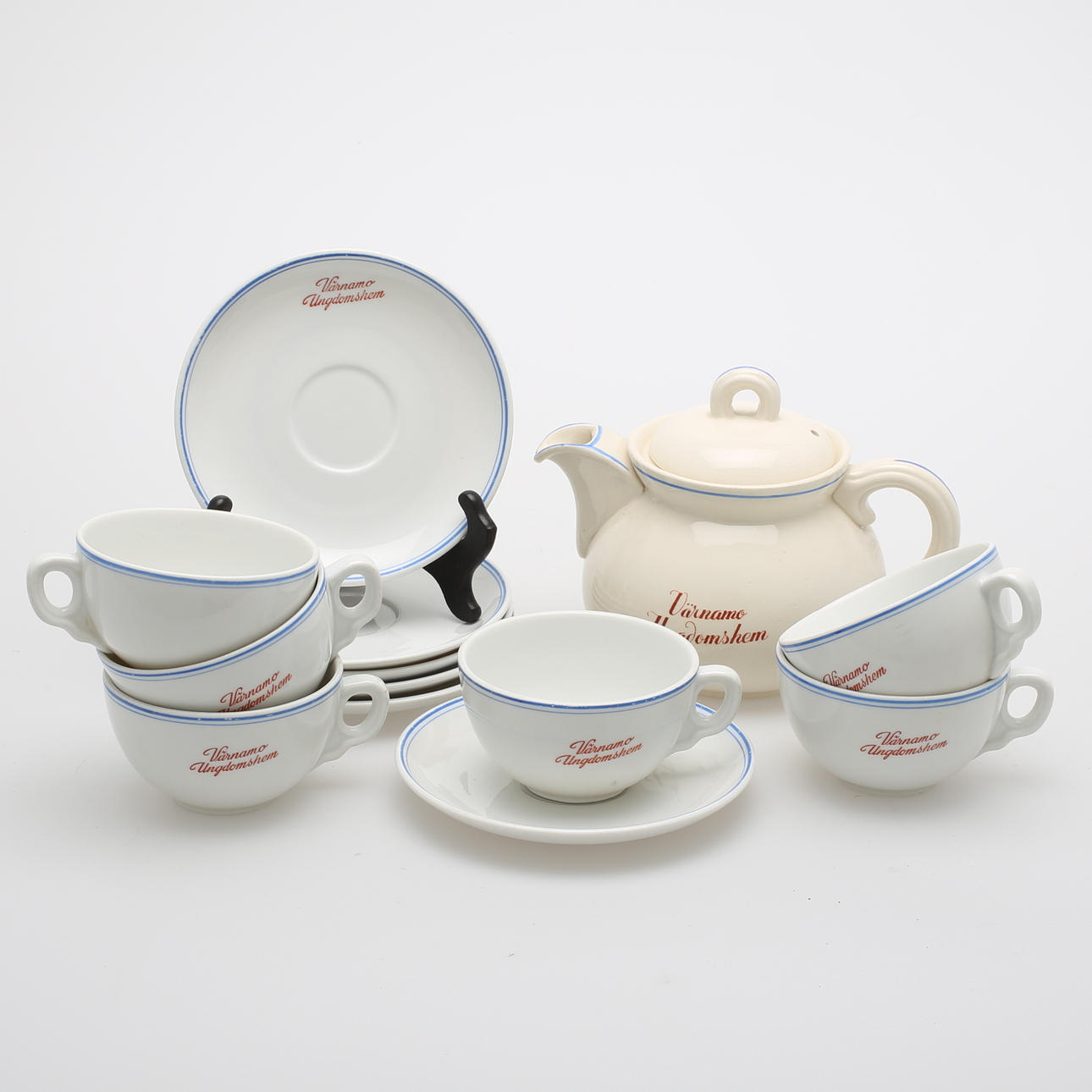 TESERVIS, 13 delar, märkt "Värnamo Ungdomshem", Rörstrand, Upsala-Ekeby Gefle.