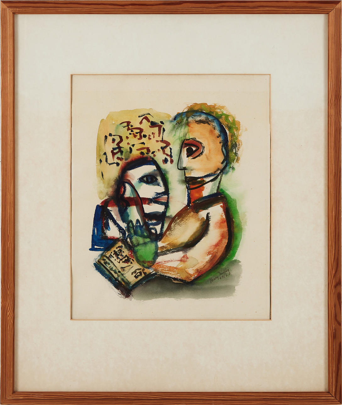 HENRY MILLER (USA, 1891-1980). Motif of a reading man, watercolour