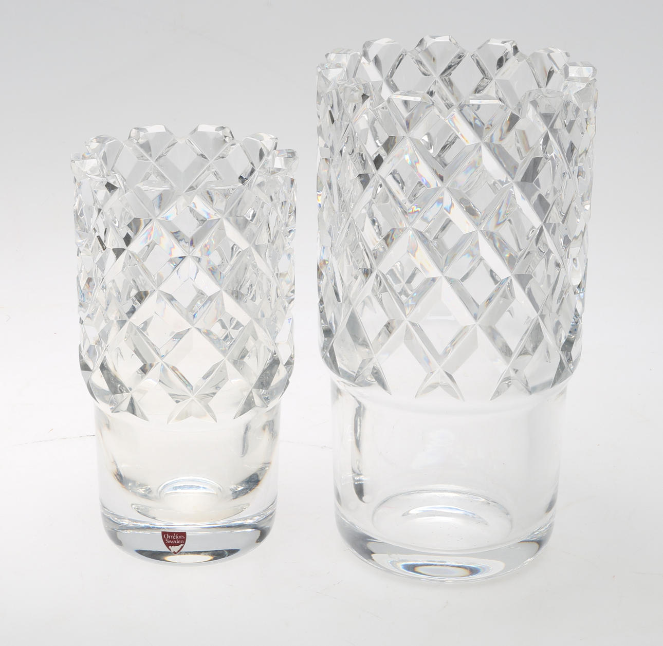VASER, 2 st, glas, Sofiero, Orrefors, 1900-tal.