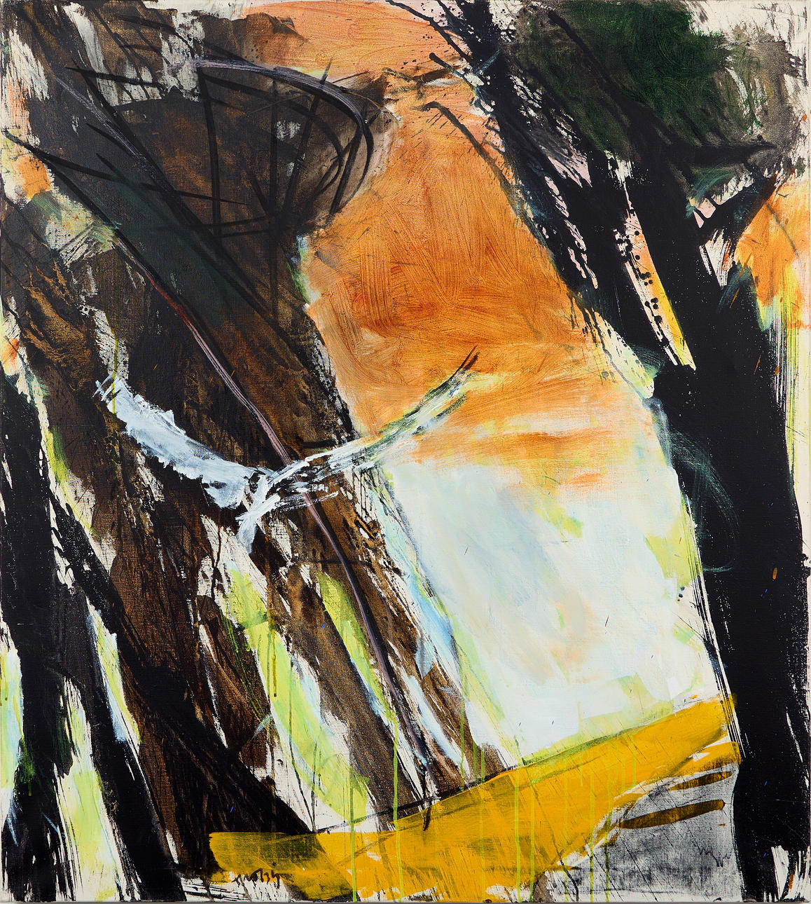ULF TROTZIG. Oil on canvas. Composition with bird.