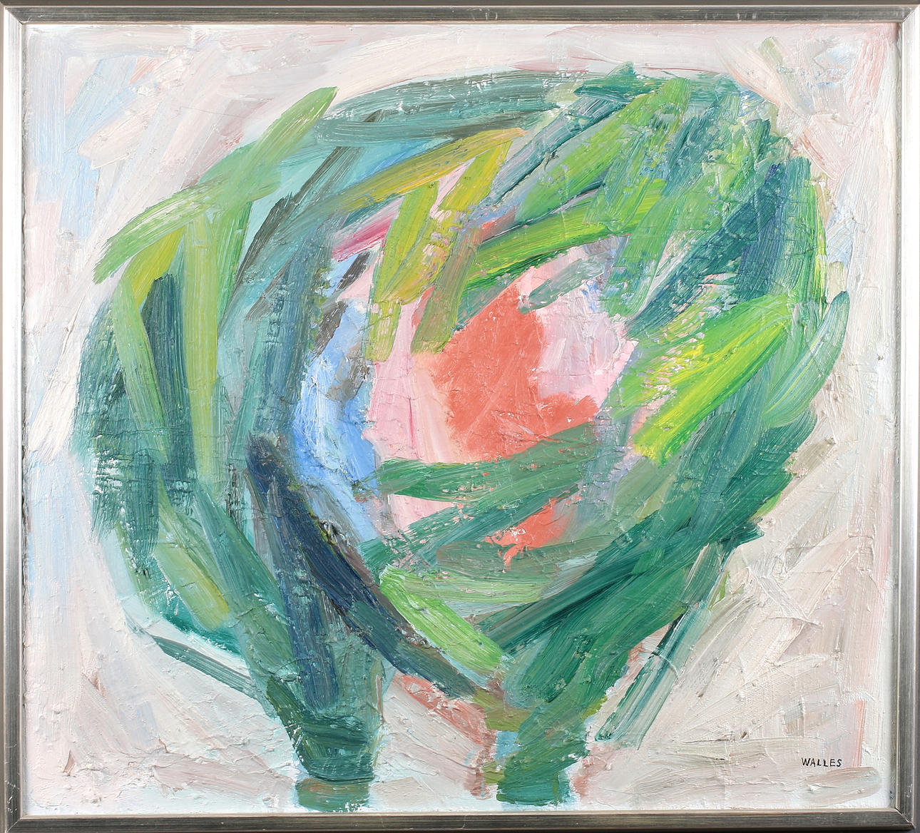 GUSTAF GEORG WALLES. Abstrakt komposition, olja på duk, signerad.