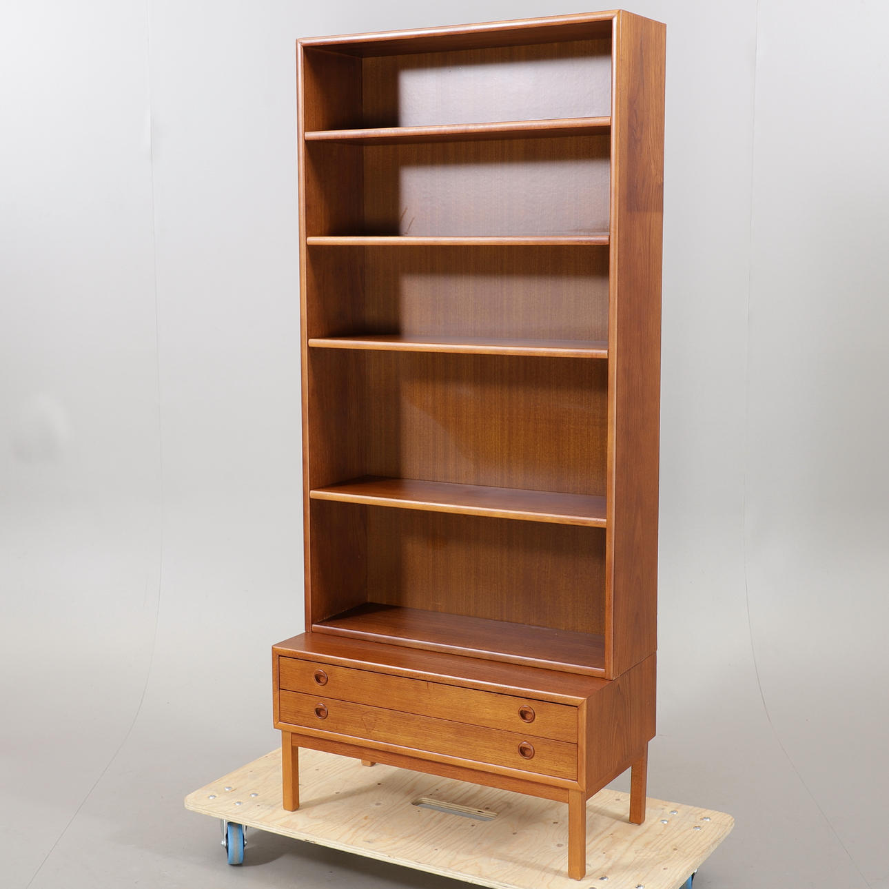 a-1950-s-teak-bookcase-with-drawers-furniture-cupboards-cabinets