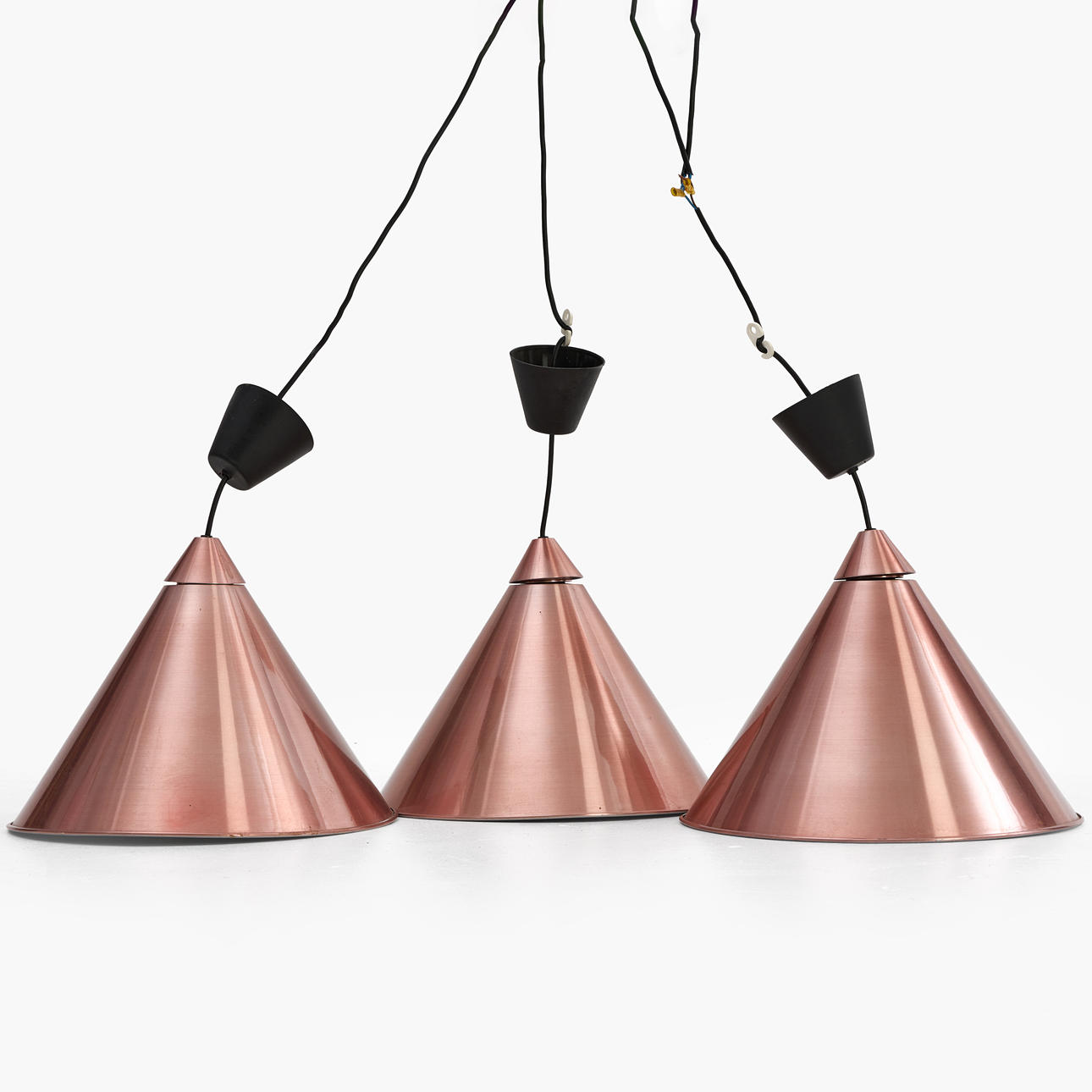CEILING LAMPS, 3 pcs, copper, model 1106, Hermia, labeled.