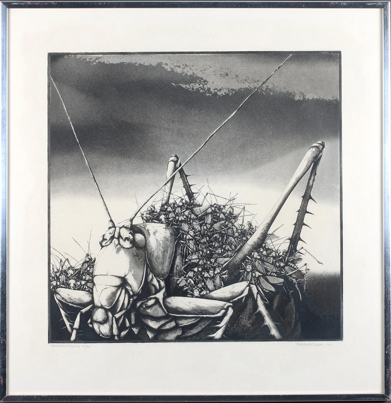 PER SVENSSON. Gräshoppa, originaletsning, numrerad 15/50, signerad och daterad -70.