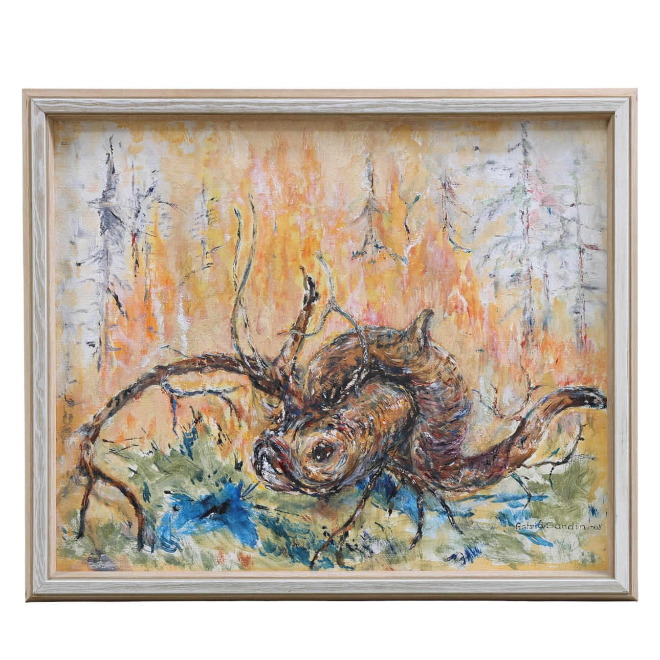 ASTRID SANDIN. oil on panel, “Rupyckt Rot”, signed & dated- 68.