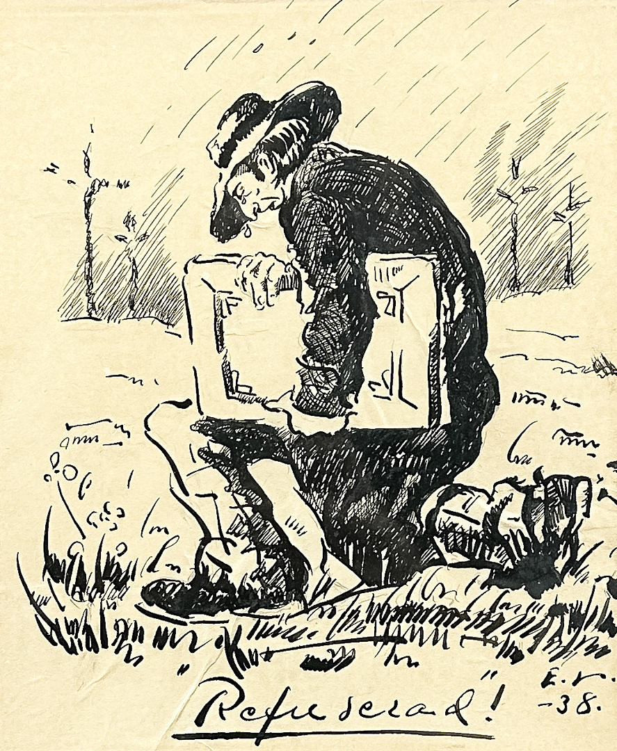 EINAR NERMAN. INK/PENCIL drawing, signed, dated-38.