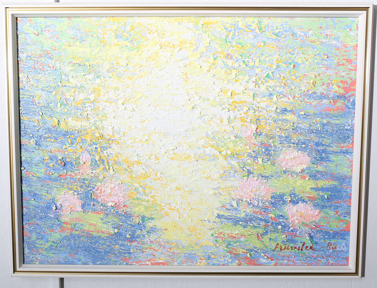 LEIF KANDER. Olja på duk, Näckrosor, signerad Kander, otydligt daterad.