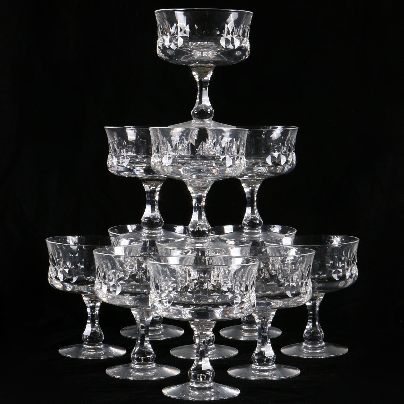 CHAMPAGNESKÅLAR, 12 st. Glas, "Prince", Göran Wärff, Kosta.