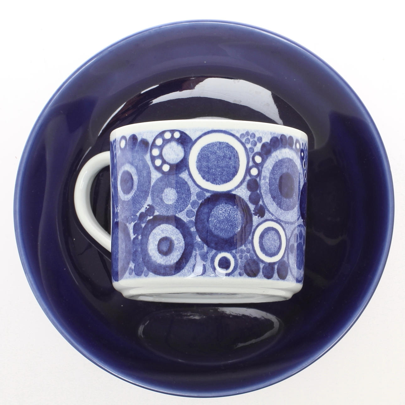 KAFFEKOPPAR, med fat, 10 st, porslin, Inger Persson, Rörstrand.