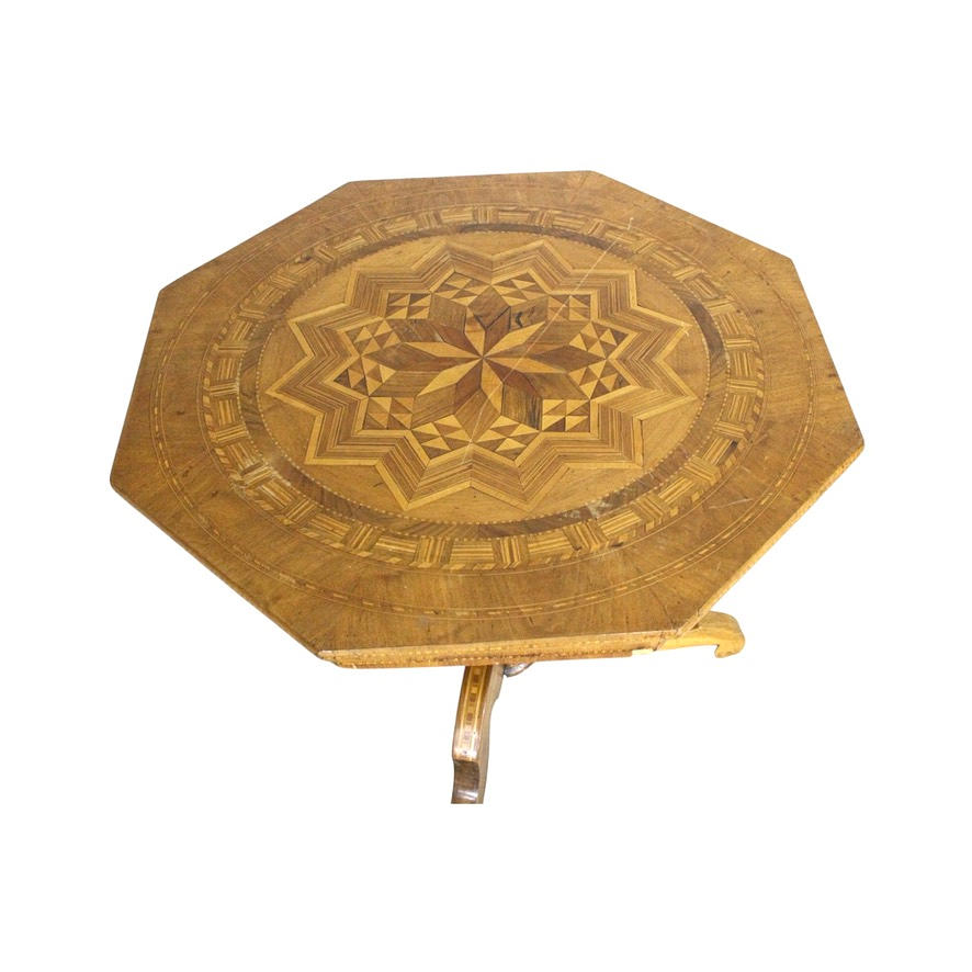 A 19th century Italian 'matchbox' pillared table.