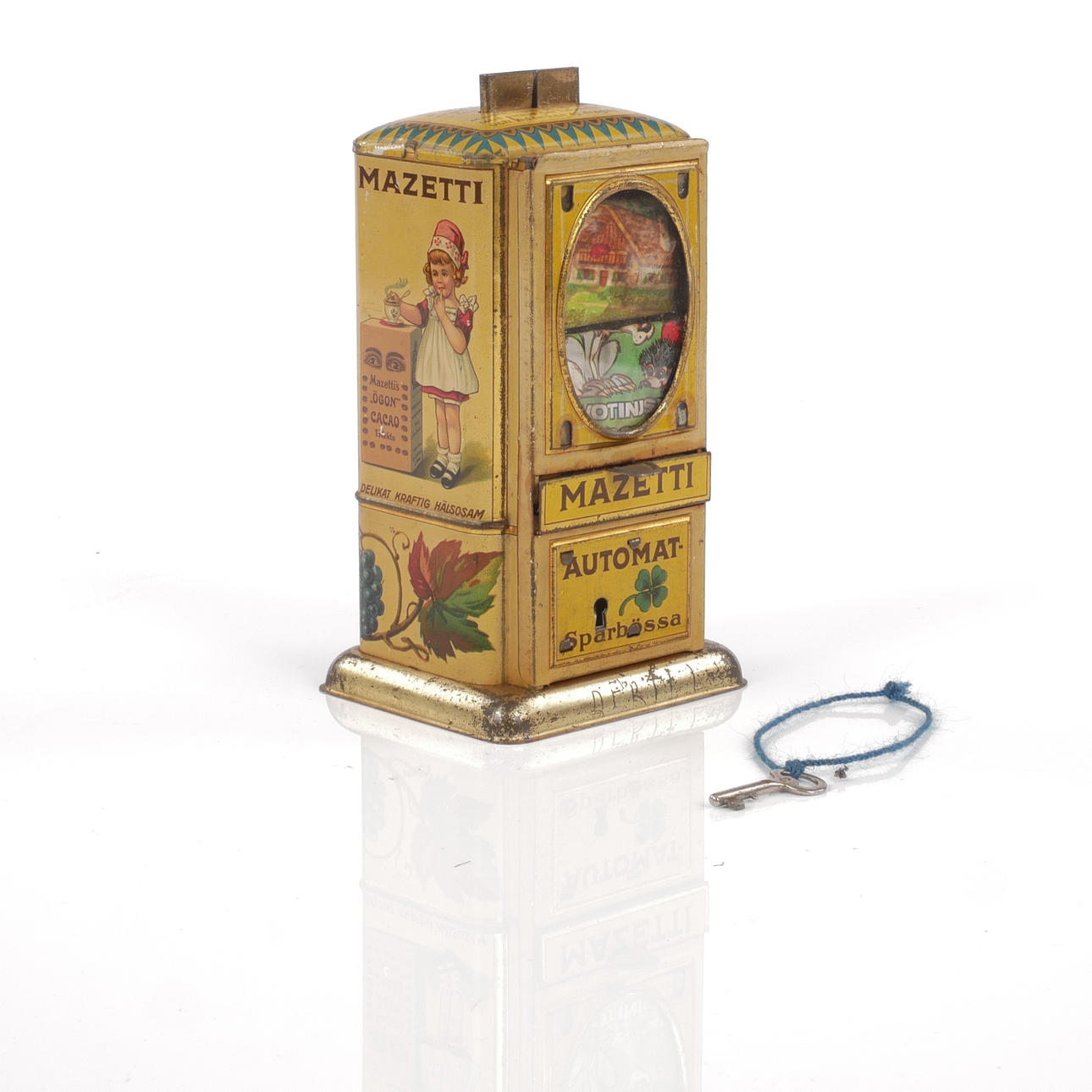 A MAZETTI LITHOGRAPHED TIN BOX AND CASH MACHINE, 1920's.
