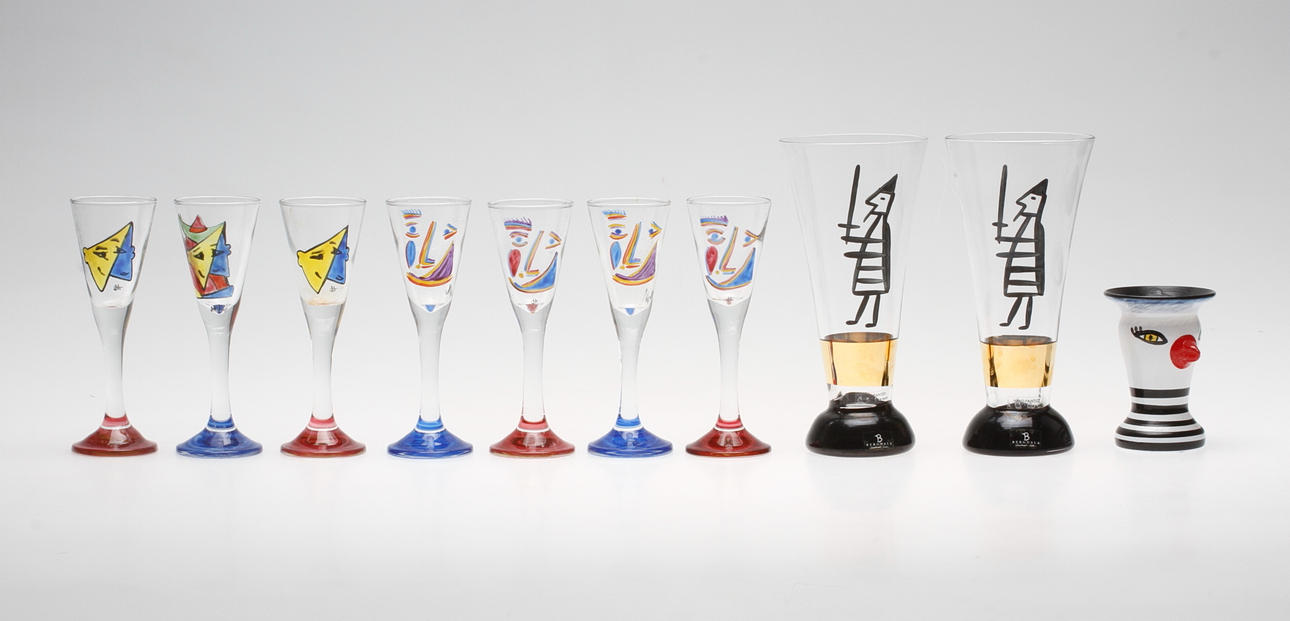 GLASFÖREMÅL, 10 delar, Andéns glasstudio, Bergdala och Kosta Boda.