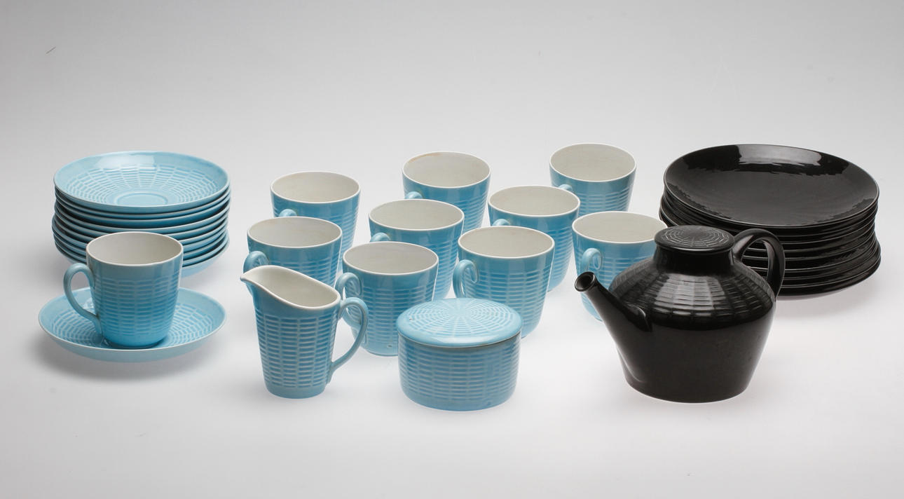 TESERVIS, 22 delar, flintgods, "Turcos", Hertha Bengtsson, Rörstrand.