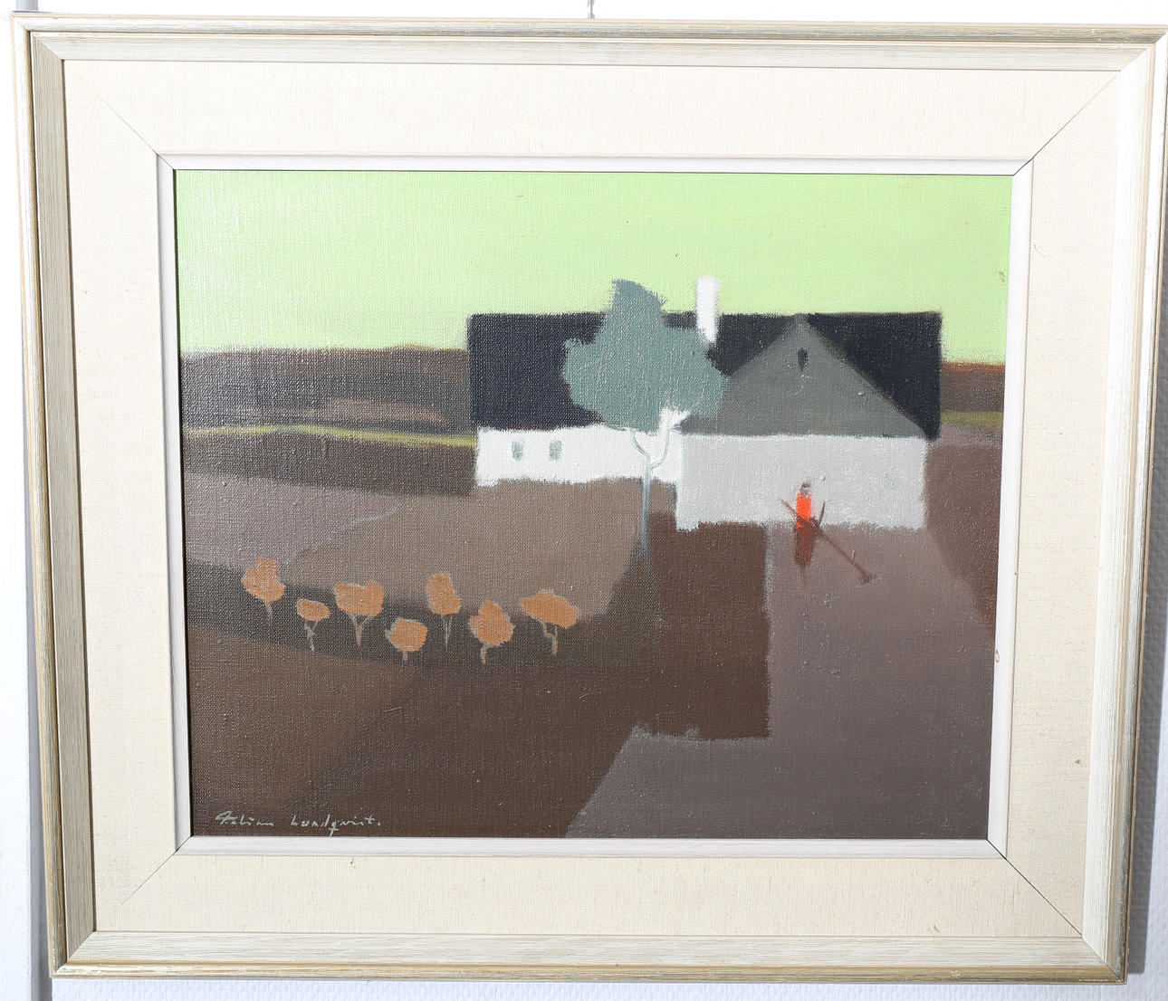 FABIAN LUNDQVIST. Olja på duk, "Gård vid Sösdala", signerad.