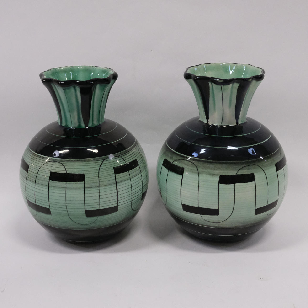 ILSE CLAESSON. TWO VASES, TUBE BEACH, ART DECO.