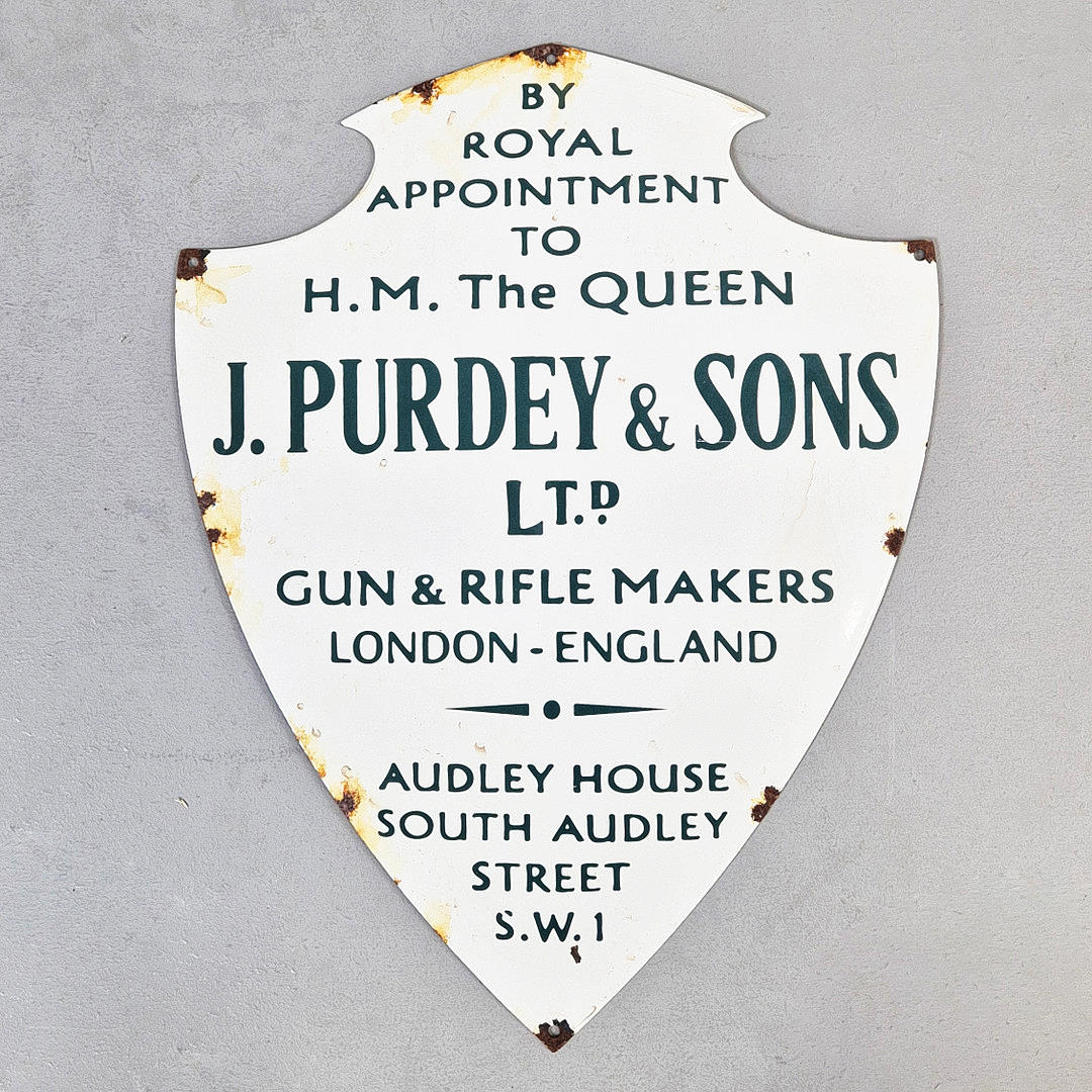 REPRODUCTION PURDEY & SONS WALL SIGN.