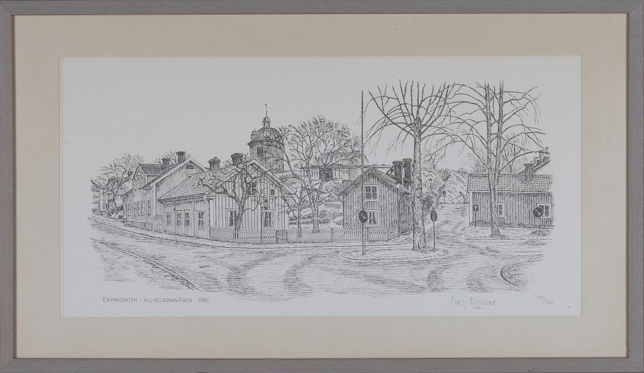 CURT DITZLER. lithograph, Nyköpingsmotif, signed, dated and numbered.