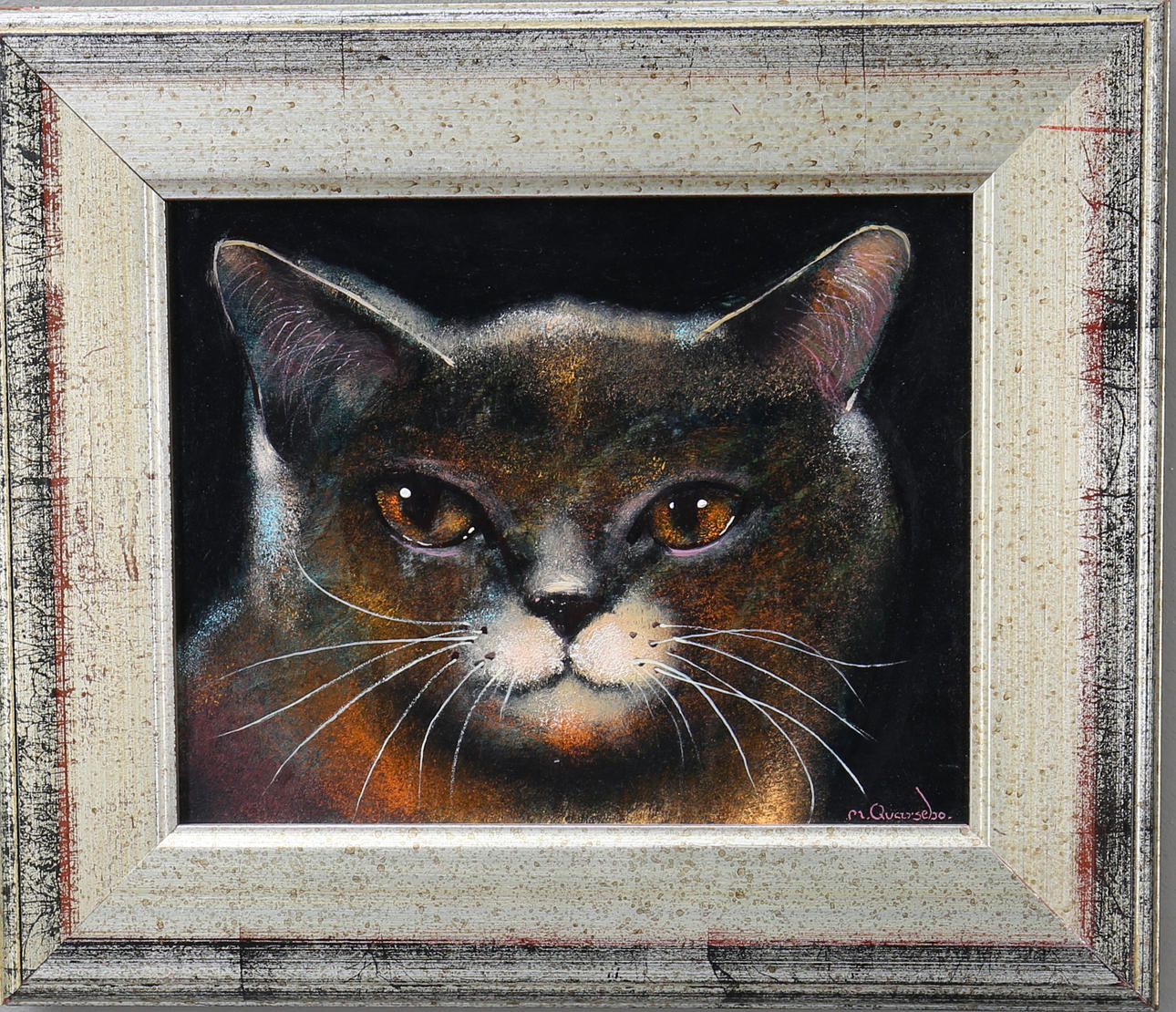 MICHAEL QVARSEBO. Katt, olja på pannå, signerad samt daterad 1979.