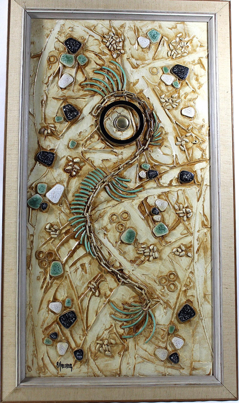 BERTIL HALLBERG. mosaik, " sjöhäst " signerad och daterad 1969.