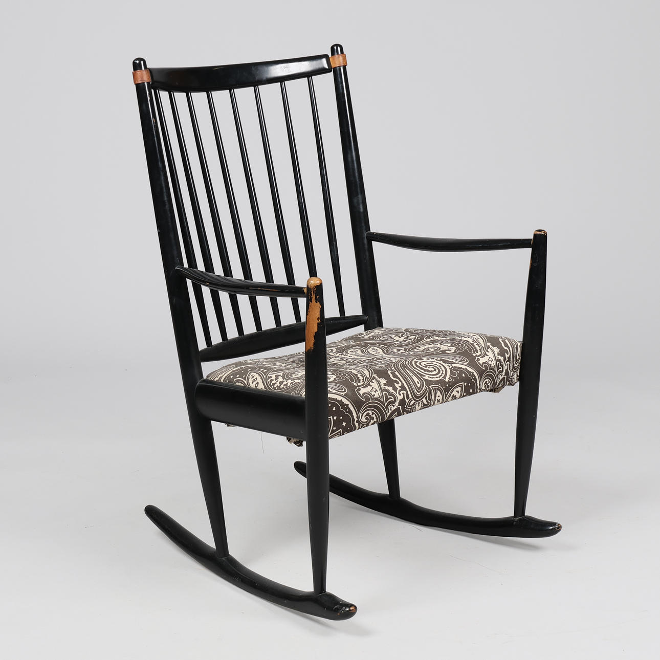 N. Eilersen, black lacquered beech rocking chair, 1960s.