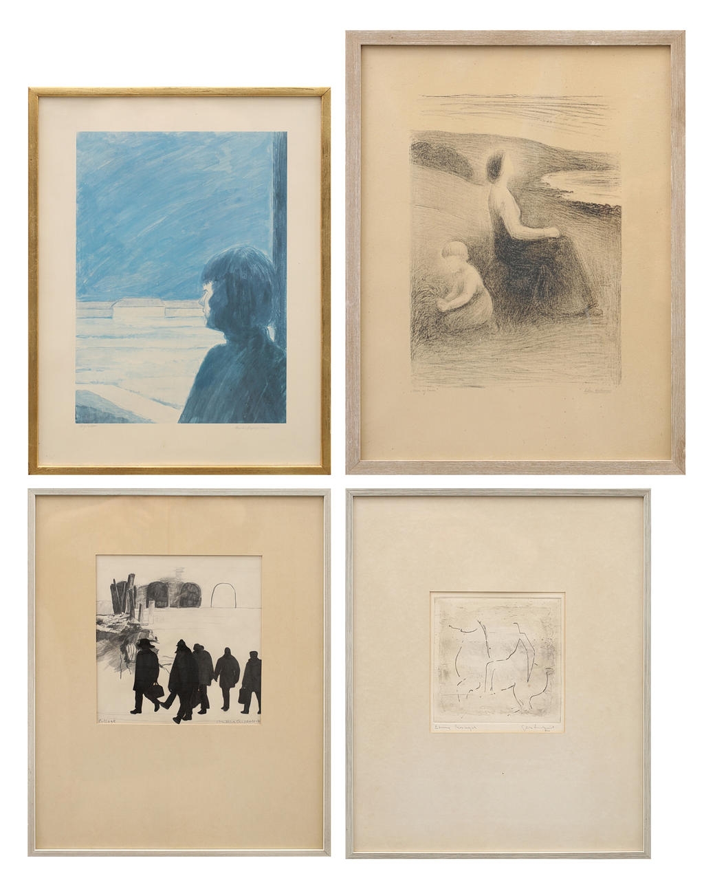 PARTI KONST, 4 st, olika motiv, grafik/collage, signerade.