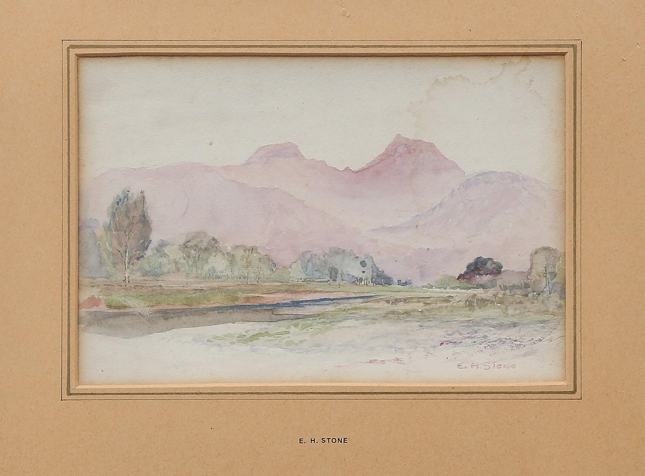 E. H. STONE. Landscape with mountains.