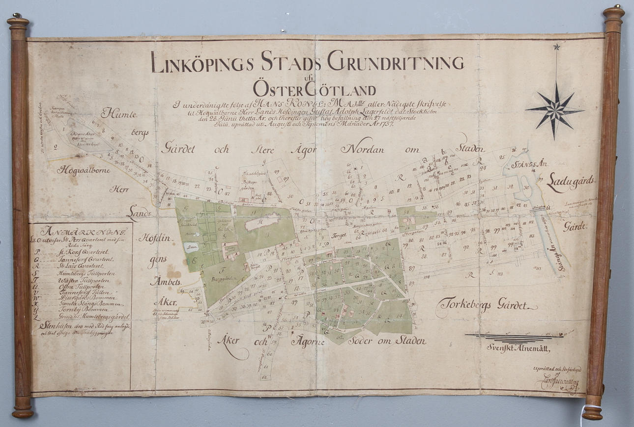 KARTA,LINKÖPING 1757.