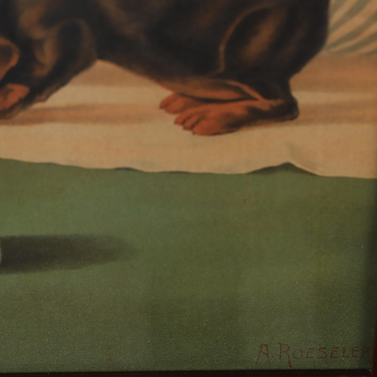 AUGUST ROESELER. Kamp om mjölken, färglitografi, sekelskiftet 1800/1900 ...