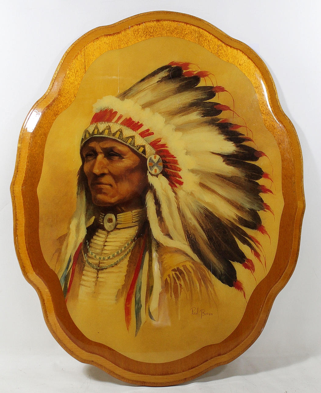 PAUL BOREN. tryck på träskiva, "Sitting Bull " signerad i trycket.