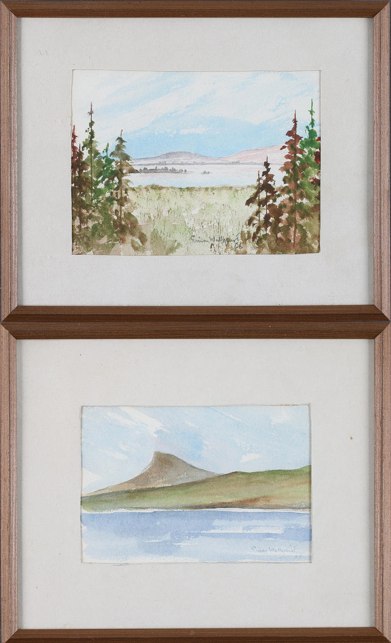 EINAR WALLQUIST. Landskapsvyer, 2 st, akvarell, signerade och daterade -66.