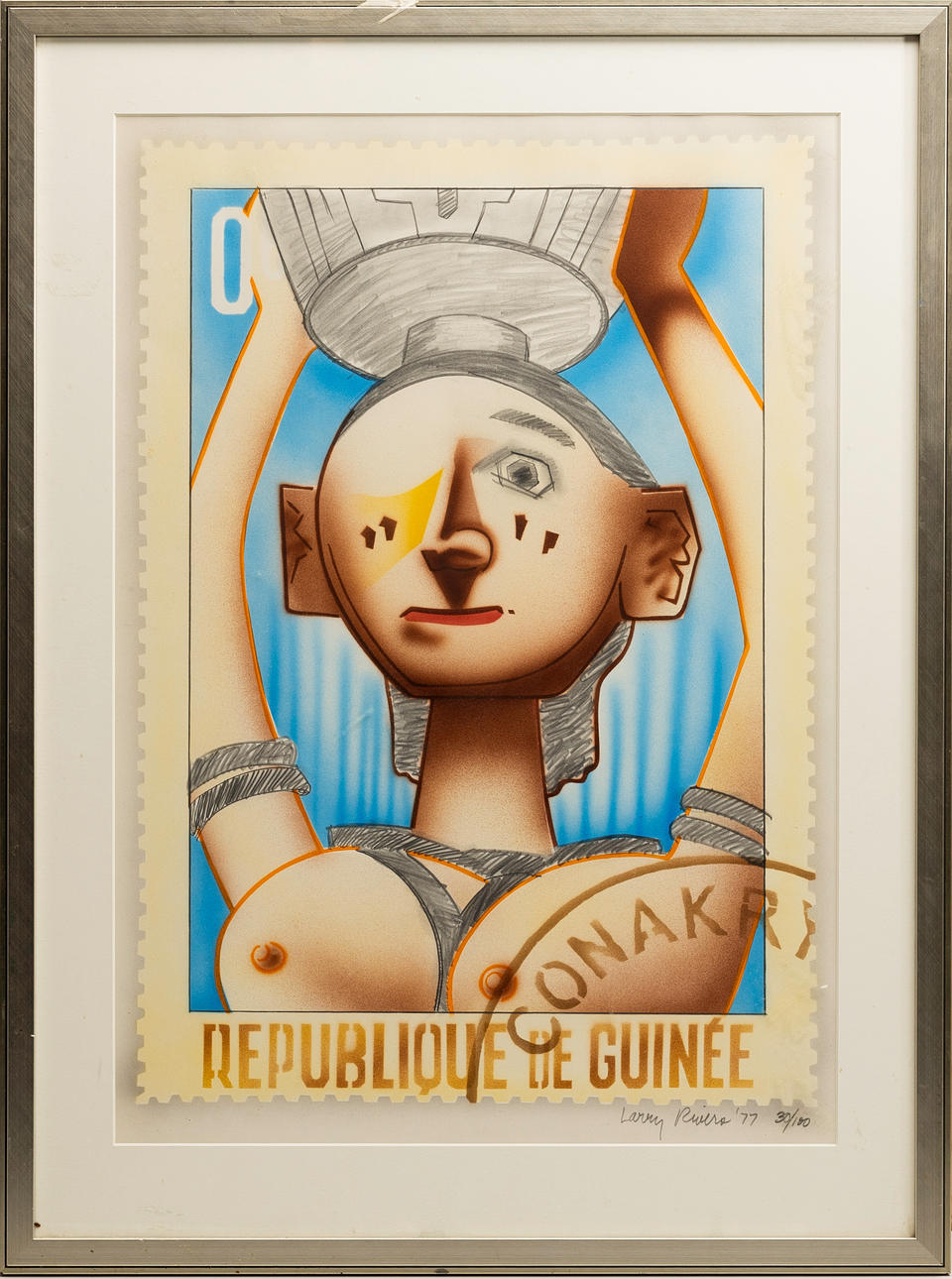 LARRY RIVERS. “Republiue de Guinée, lithograph, signed and numbered 30/100, dated - 77.