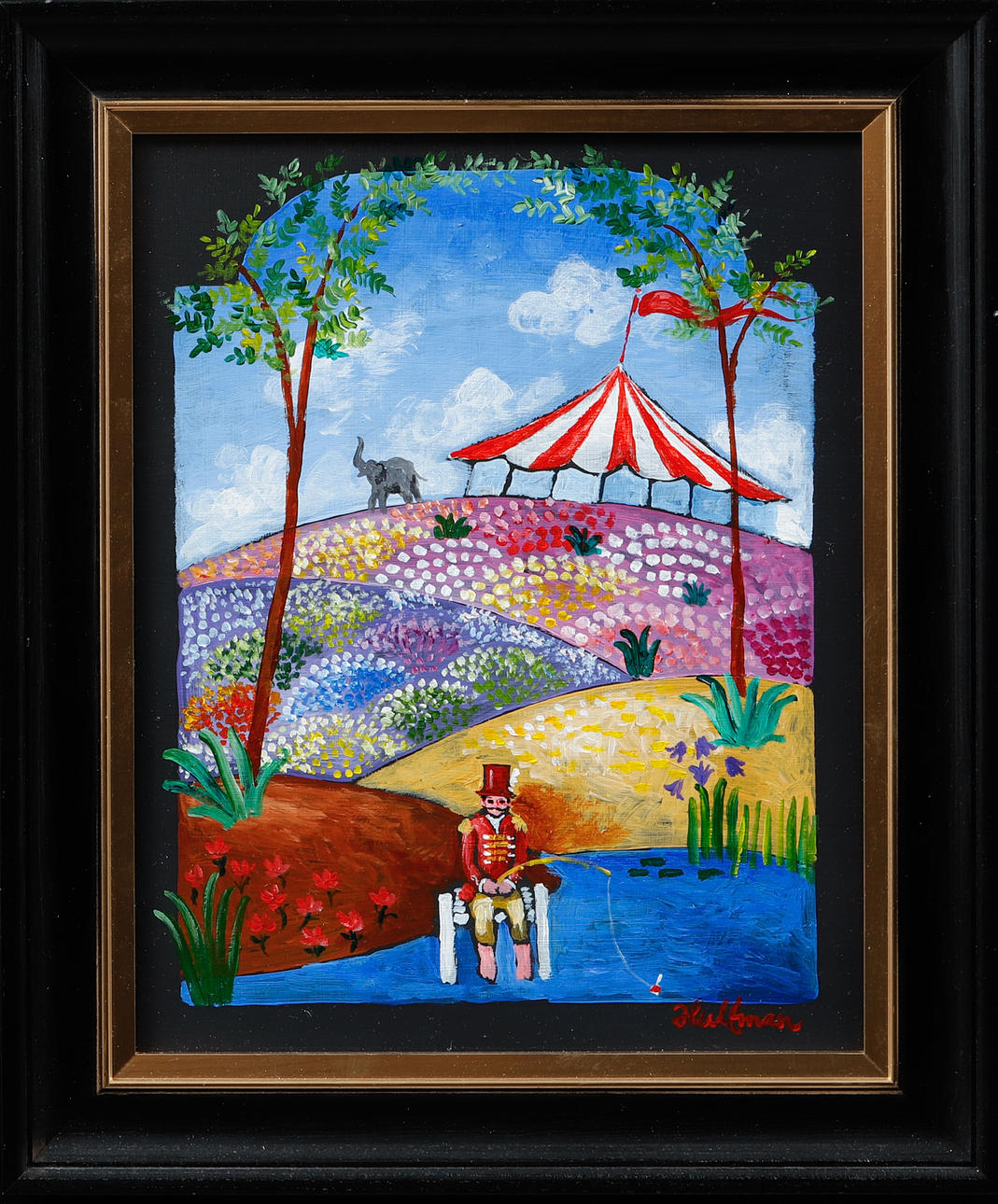 ANDERS HULTMAN. “Creation break”, oil on panel, signed.
